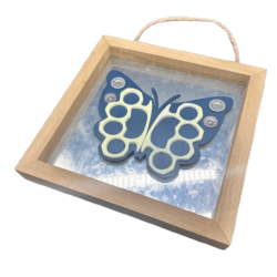 Brass Knuckle Butterfly wall decor - Navy/GITD GREEN