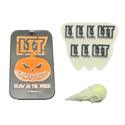 LIT Guitars & Accessories Glow-In-The-Dark Guitar Picks with Decorative Tin (Pumpkin)